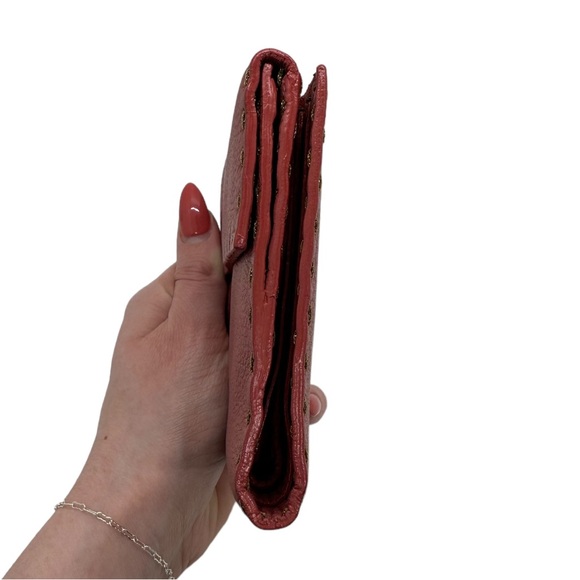 FENDI RARE METALLIC PINK SELLERIA  LEATHER COMPACT WALLET - Picture 5 of 15